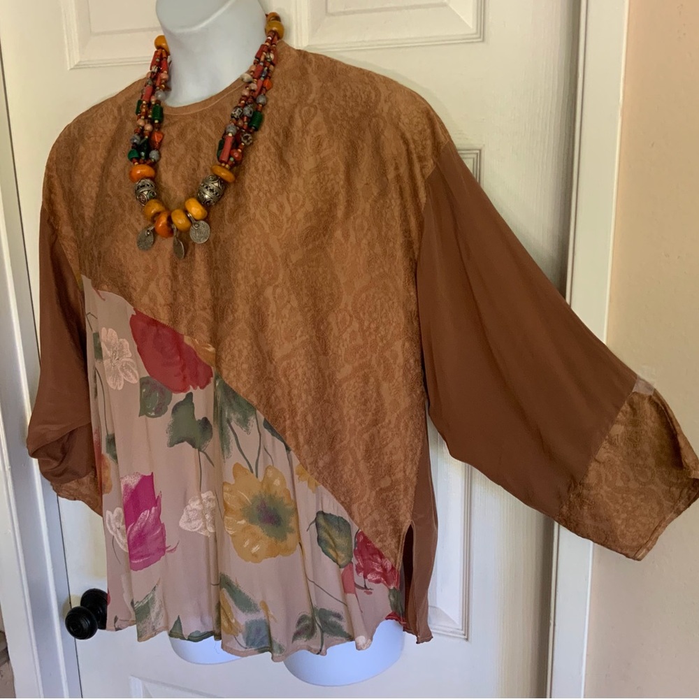 Vintage boho silk top